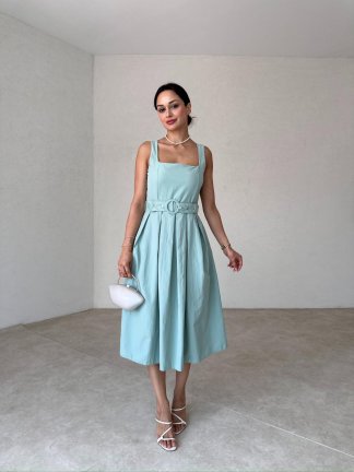 JODEN Midi Elbise 8758 - Mint - 2