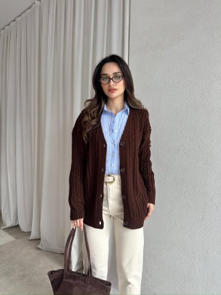 JOHN Triko Hırka 8247 - Acı Kahve - 2