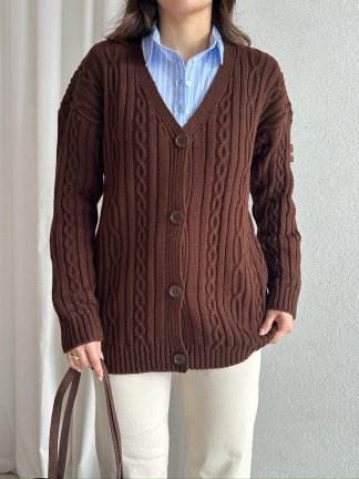 JOHN Triko Hırka 8247 - Acı Kahve - 3