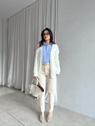 JOHN Triko Hırka 8247 - Krem - 3