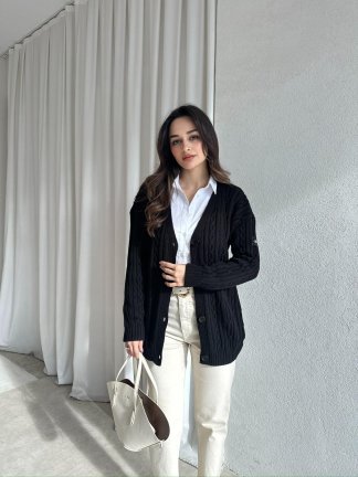  JOHN Triko Hırka 8247 - Siyah - 2