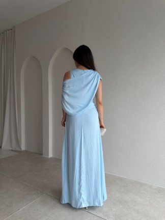 JORDAN Midi Elbise 8915 - Mavi - 3