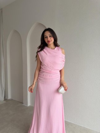 JORDAN Midi Elbise 8915 - Pembe - 2