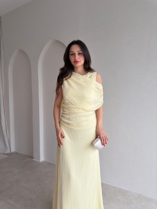 JORDAN Midi Elbise 8915 - Sarı - 2