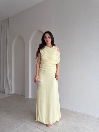 JORDAN Midi Elbise 8915 - Sarı 