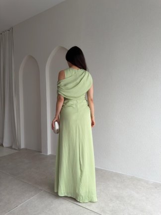JORDAN Midi Elbise 8915 - Yeşil - 3