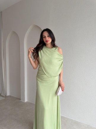 JORDAN Midi Elbise 8915 - Yeşil - 2