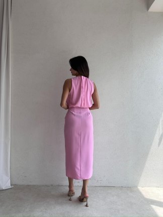JOYAN Midi Elbise 9998 - Pembe - 3