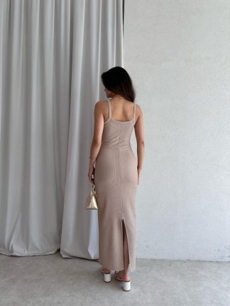 JUDİTH Maxi Elbise 5072 - Vizon - 3