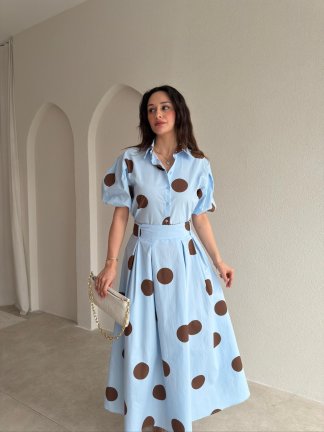 JUDY Puantiyeli Takım 9061 - Mavi - 2