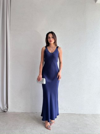 JUMP Maxi Elbise 2683 - Lacivert - 2