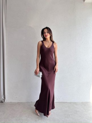 JUMP Maxi Elbise 2683 - Acı Kahve - 1