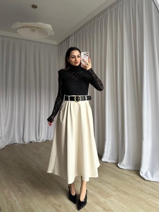 JUNA Elbise 1458 - Krem - 3