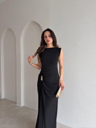 JUNGLE Maxi Elbise 7891 - Siyah - 2