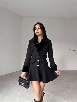 Kaban Formlu CLAUDE Mini Elbise 1398 - Siyah - 1