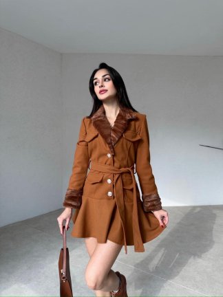 Kaban Formlu CLAUDE Mini Elbise 1398 - Kahverengi - 1