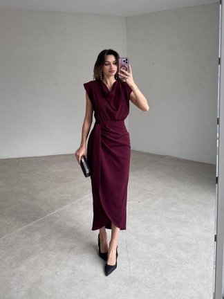 KAİSER Midi Elbise 7887 - Bordo - 2