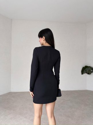 Kalp Dekolteli Mini CARPEN Elbise 4012 - Siyah - 4