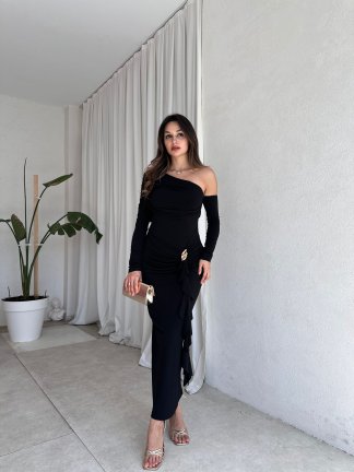 KANTE Maxi Elbise 8207 - Siyah - 2