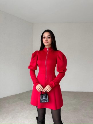 Karpuz Kol Mini HİLDA Elbise 5021 - Kırmızı - 1