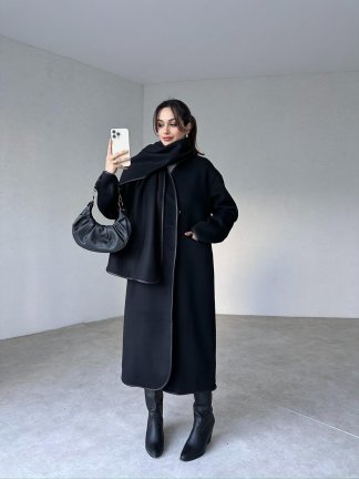 Kaşmir Kumaş IRENE Kaban 9022 - Siyah - 2