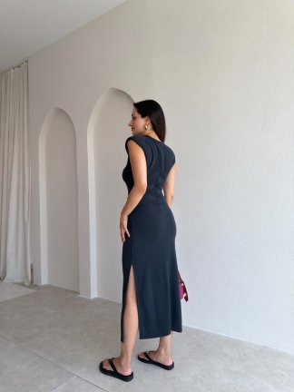 KAYLEE Midi Elbise 3028 - Antrasit - 3