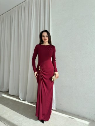 KELLY Elbise 8691 - Bordo - 1