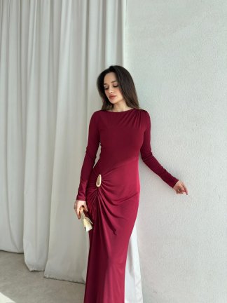 KELLY Elbise 8691 - Bordo - 2