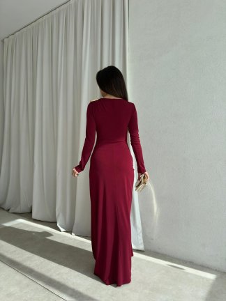 KELLY Elbise 8691 - Bordo - 3