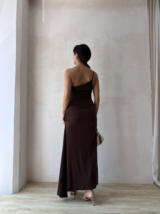 KENDALL Maxi Elbise 5539 - Acı Kahve - 3