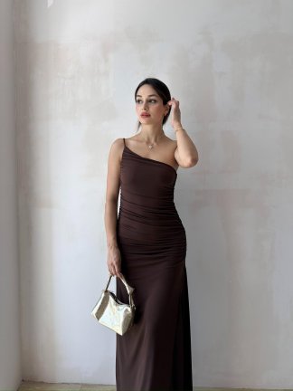 KENDALL Maxi Elbise 5539 - Acı Kahve 