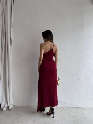 KENDALL Maxi Elbise 5539 - Bordo - 3