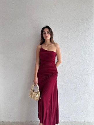 KENDALL Maxi Elbise 5539 - Bordo 
