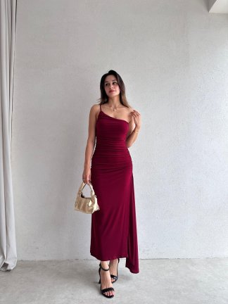 KENDALL Maxi Elbise 5539 - Bordo - 2