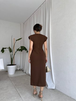 KENWAY Midi Elbise 8283 - Acı Kahve - 3