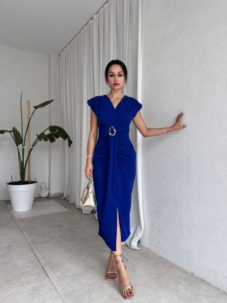 KENWAY Midi Elbise 8283 - Saks Mavisi - 1