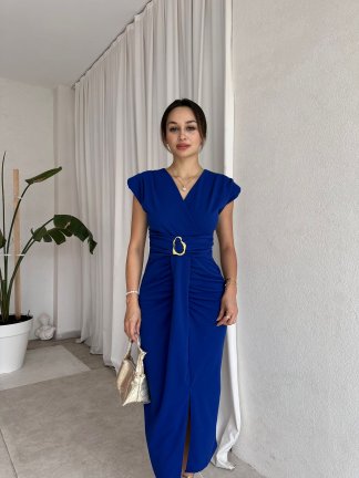 KENWAY Midi Elbise 8283 - Saks Mavisi - 2