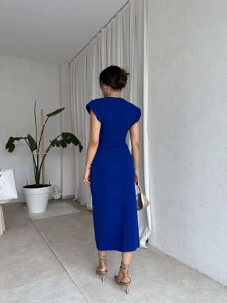 KENWAY Midi Elbise 8283 - Saks Mavisi - 3