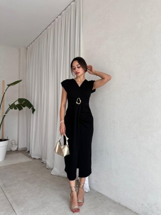 KENWAY Midi Elbise 8283 - Siyah 