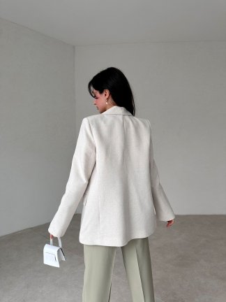 Keten Kumaş Fleur Ceket - Bej - 2