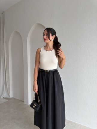 KHAİ Kemerli Midi Elbise 3060 - Siyah - 2