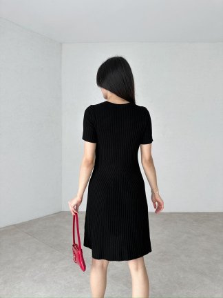 Kısa Kollu Mini JACİNDA Elbise 7007 - Siyah - 3