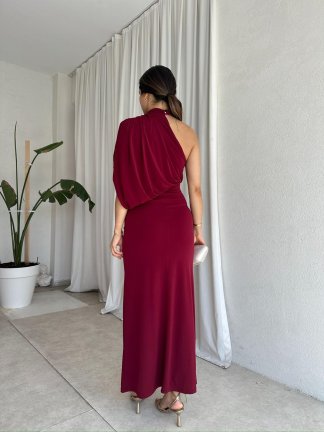 KLAUS Maxi Elbise 8267 - Bordo - 3