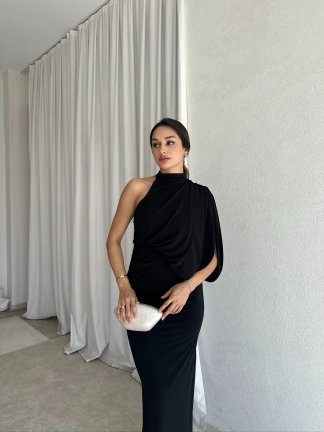  KLAUS Maxi Elbise 8267 - Siyah 