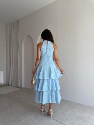 KOURTY Midi Elbise 0367 - Bebe Mavi - 3