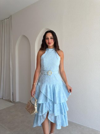 KOURTY Midi Elbise 0367 - Bebe Mavi - 2