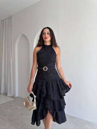 KOURTY Midi Elbise 0367 - Siyah - 2
