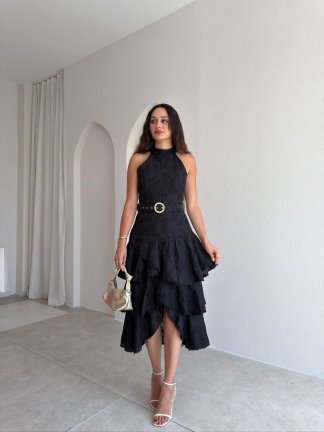 KOURTY Midi Elbise 0367 - Siyah 