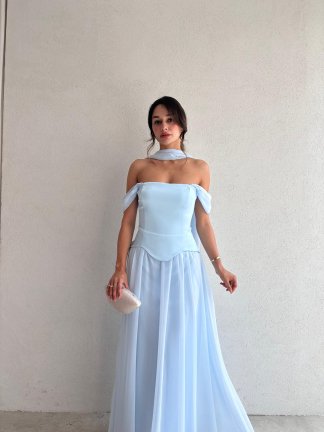 KRİSTOF Maxi Elbise 5113 - Mavi - 1