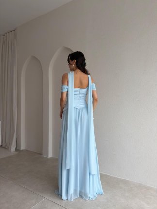 KRİSTOF Maxi Elbise 5113 - Mavi - 3